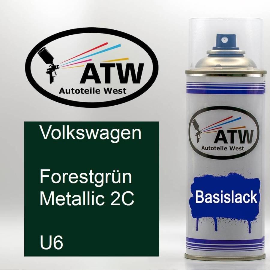 Volkswagen, Forestgrün Metallic 2C, U6: 400ml Sprühdose, von ATW Autoteile West.